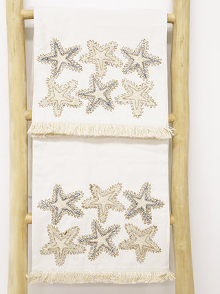 Coralie Linen Starfish Embroidered Table Runner 220X35CM