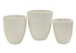 S/3 Tracy MGO Garden Pots Planters Textured Off White