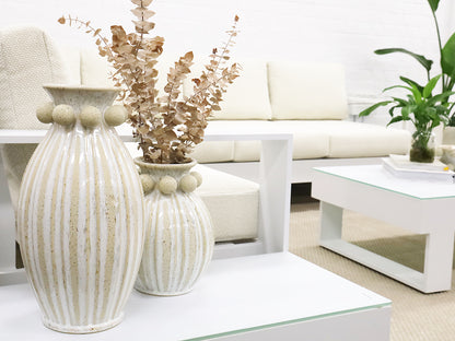 Admire Ceramic Vase White & Natural Short 21X27CM