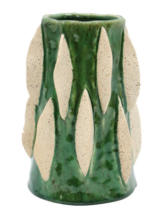 Arushi Ceramic Vase Emerald & Natural 20X33CM Tall