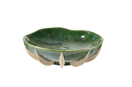 Arushi Ceramic Bowl Emerald & Natural 27X9CM