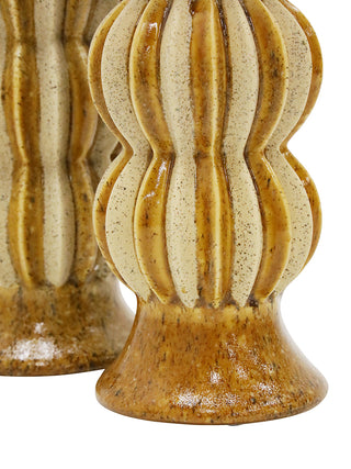 Pia Ceramic Candle Holder Mustard & Natural Short 12X28CM