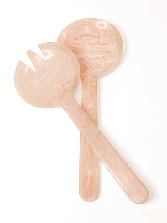 S/2 Aura Resin Salad Servers Milky White