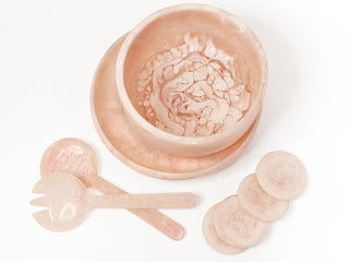 S/2 Aura Resin Salad Servers Milky White