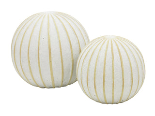 Stripes Terracotta Decorative Ball Off White 16X15CM