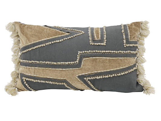 Zazu Velvet Stone Wash Cushion Black & Toffee 30X50CM