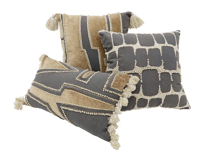Zazu Velvet Stone Wash Square Cushion Black & Natural 45x45cm
