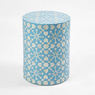 Adina Bone Inlay Side Table Aqua White