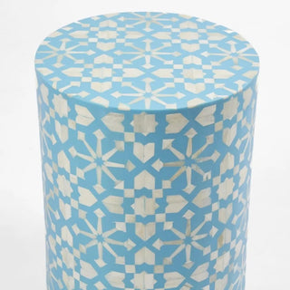 Adina Bone Inlay Side Table Aqua White