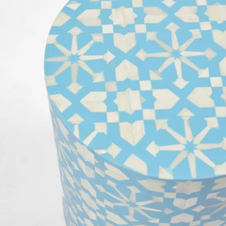 Adina Bone Inlay Side Table Aqua White