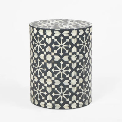 Adina Bone Inlay Side Table Grey White
