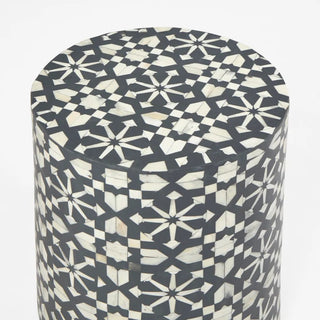 Adina Bone Inlay Side Table Grey White