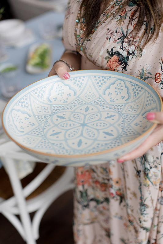 Aleah ceramic shallow bowl blue