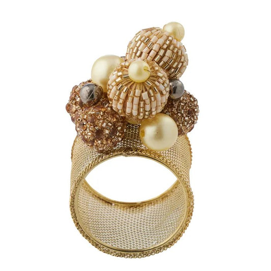 Set of 4 Bauble Bunch Napkin Ring Acrylic 6x6x8cm Gold