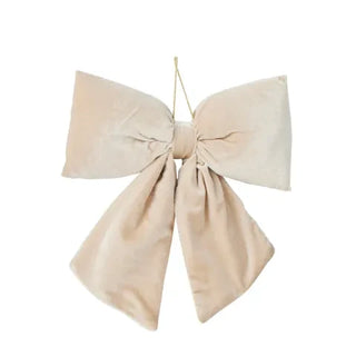 Christmas Velvet Cream Bow Tie Ornament Decoration Medium Size 30x34cm