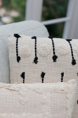 Casabianca Square Embroidered Cushion Natural & Black 45X45CM
