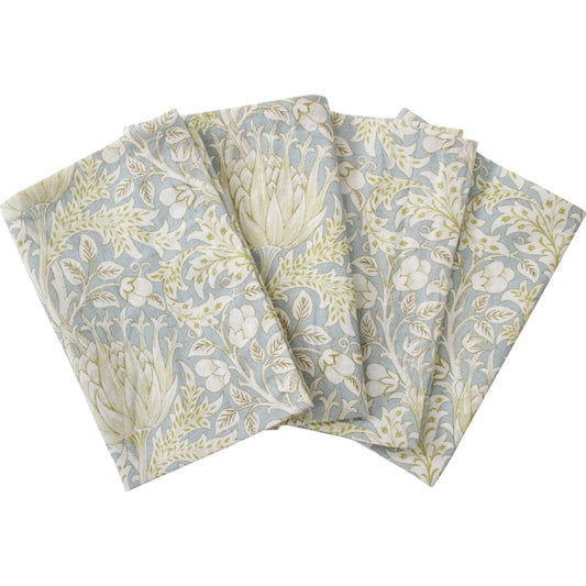 Set of 4 Cotton napkins blue artichoke