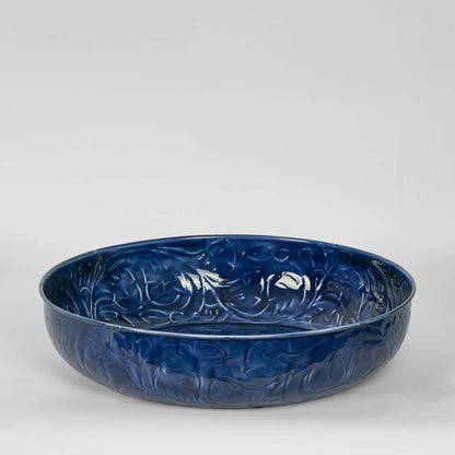 Embossed Enamel Serving Bowl LGE Blue