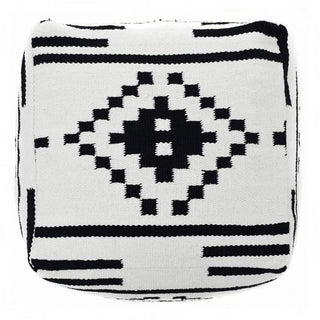 J.Elliot Ezra Foot Stool Ottoman White/Black 45cm x 45cm x 40cm