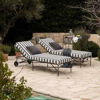 Sheffield Sunlounge Outdoor Bed Iron B/W Stripe Cushion