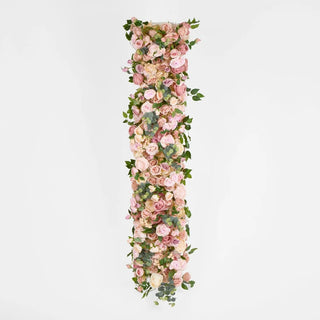 Artificial Flora Flower Table Runner Light Pink