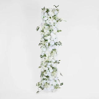 Artificial Flora Flower Table Runner White
