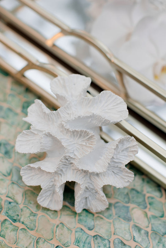 White Flower Coral Resin Sculpture