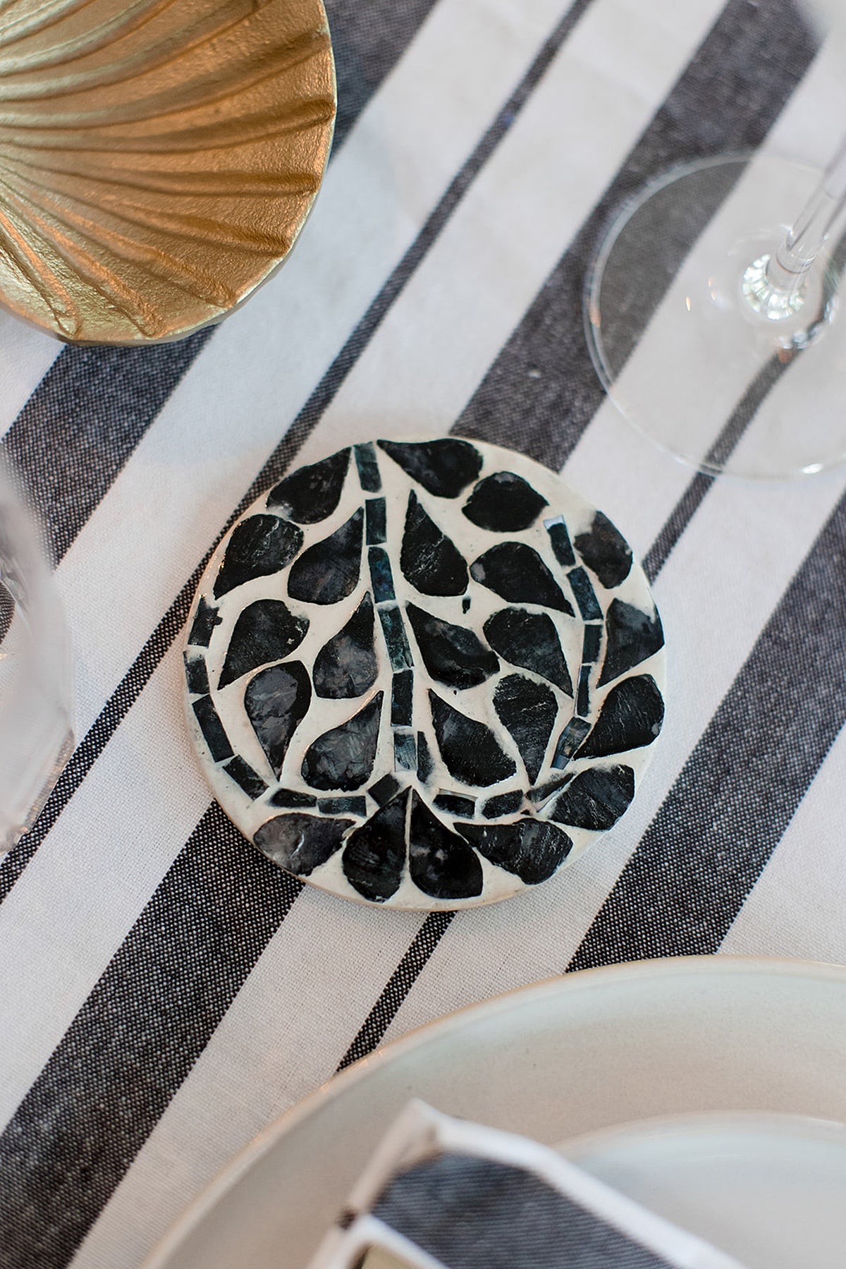 Gia S/6 Inlay Coasters - Grey/Ivory