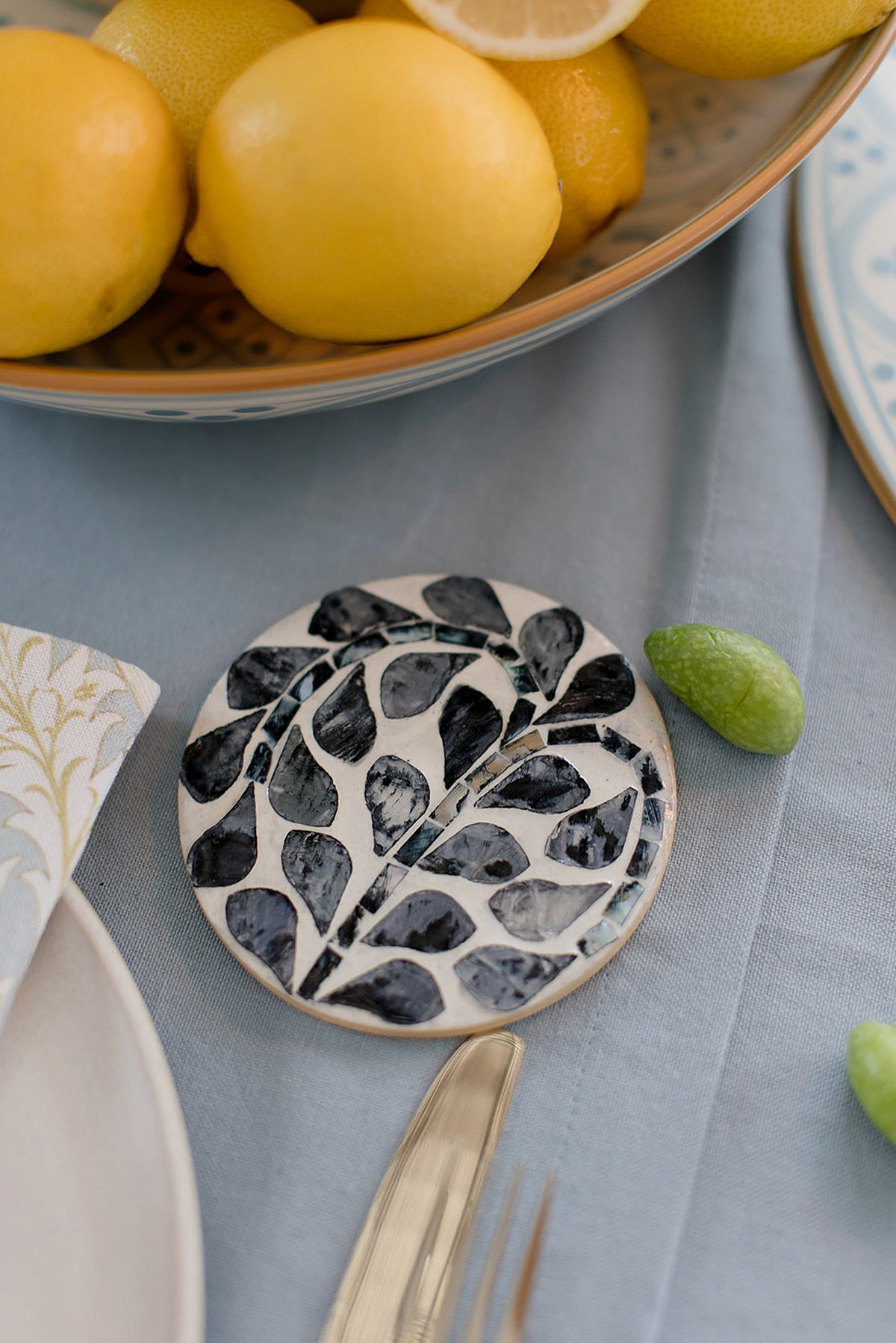 Gia S/6 Inlay Coasters - Grey/Ivory
