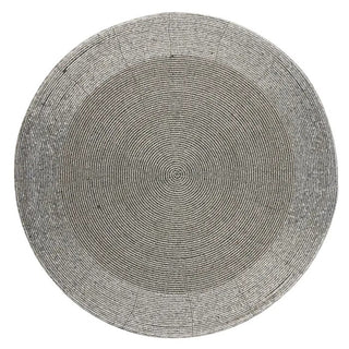 Set of 4 Glass Beaded Placemat 36x36cm Silver