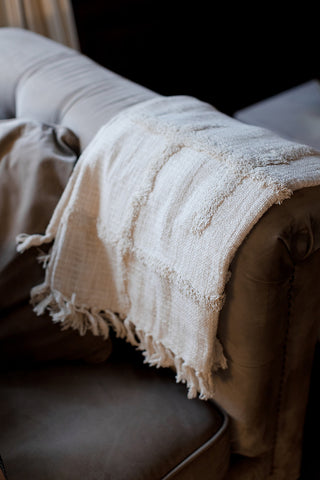 Caliente Throw Blanket with embroidery natural