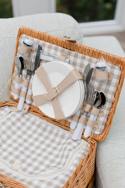 Posey 4-Piece Willow Picnic Basket