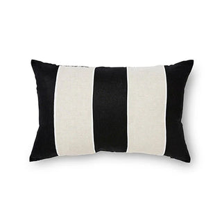 Riley Black/linen Patch Cushion 40x60cm
