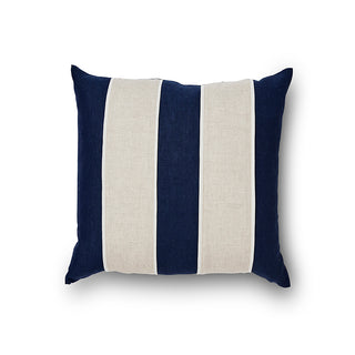 Riley Navy/linen Patch Cushion 55CM X 55CM
