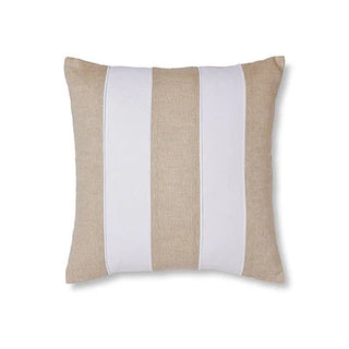 Riley White/linen Patch Cushion 55cm x 55cm Duck Feather Filled