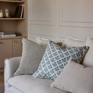 Amira Blue Linen Blend Cushion 55cm x 55cm