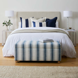Riley Navy/linen Patch Cushion 55CM X 55CM