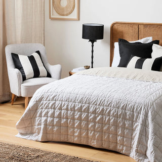 Riley Black/linen Patch Cushion 40x60cm