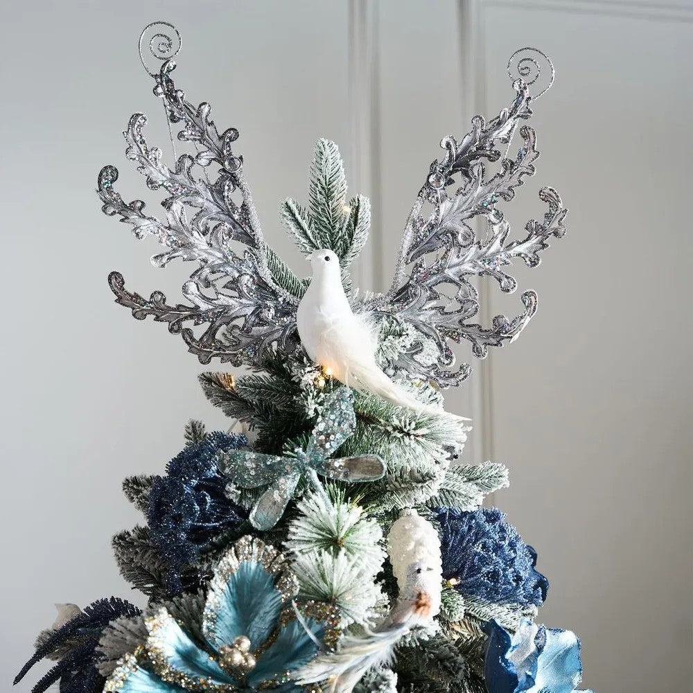Icarus Wings Silver Christmas Tree Topper
