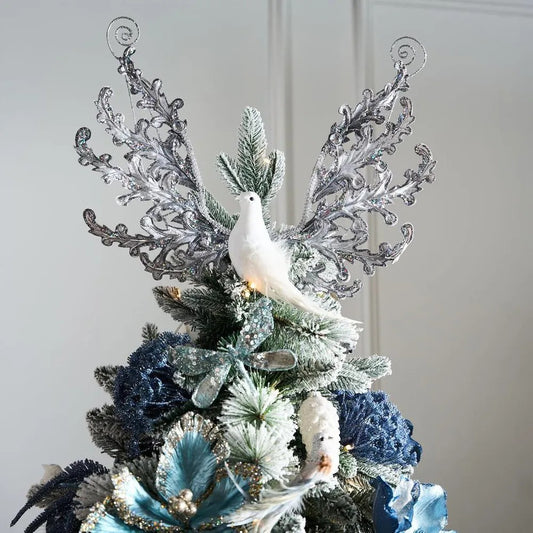 Icarus Wings Silver Christmas Tree Topper