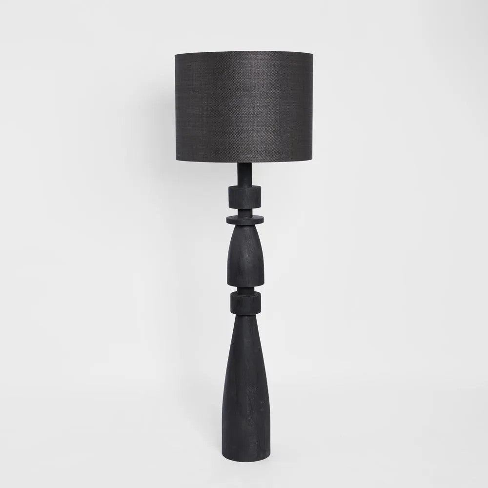 Magnus Wood Floor Lamp Black Base with Black Shade