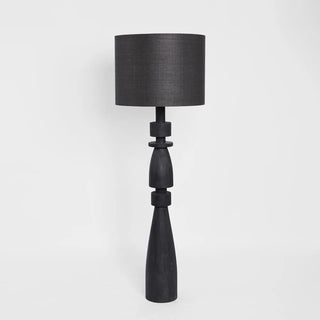 Magnus Wood Floor Lamp Black Base with Black Shade