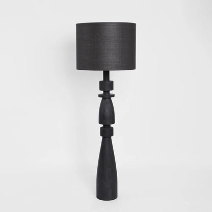 Magnus Wood Floor Lamp Black Base with Black Shade