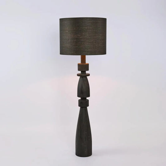 Magnus Wood Floor Lamp Black Base with Black Shade