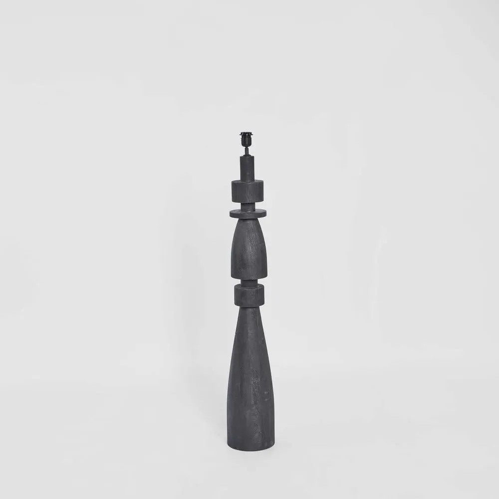 Magnus Wood Floor Lamp Black Base with White Shade