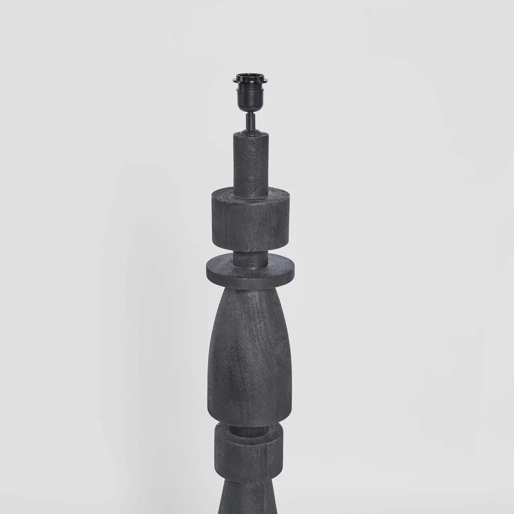 Magnus Wood Floor Lamp Black Base with White Shade