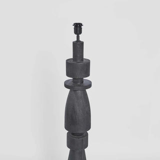 Magnus Wood Floor Lamp Black Base with White Shade