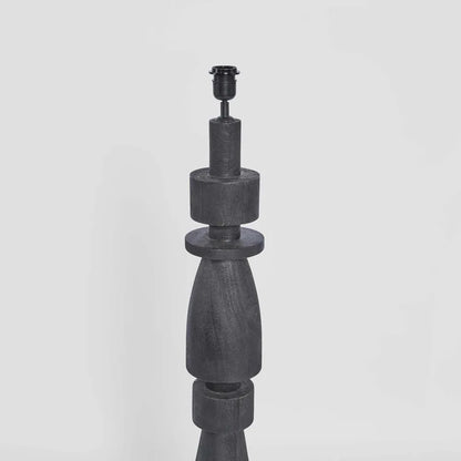 Magnus Wood Floor Lamp Black Base with White Shade