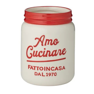Cucina Ceramic Utensil Holder 12x16cm Red/White