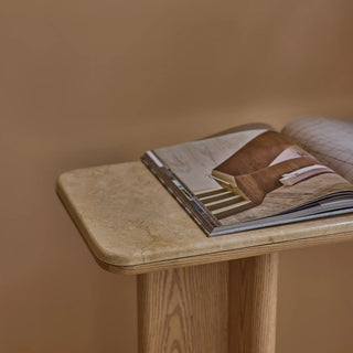 Carlyle Brown Marble/Oak Console Table 120X35X80CM
